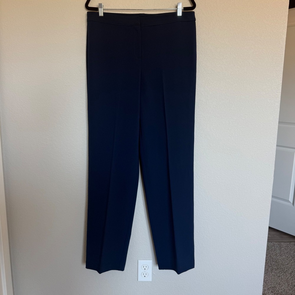 St. John Navy Blue Straight Leg Dress Pants Trousers Size 10 Formal Office Work
